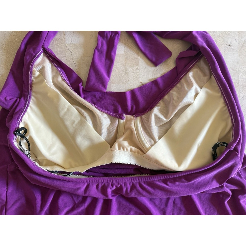 NWT Magicsuit Sophie Tankini Top Purple Color Hibiscus Pink Halter Sz 8 $134 - Picture 6 of 8